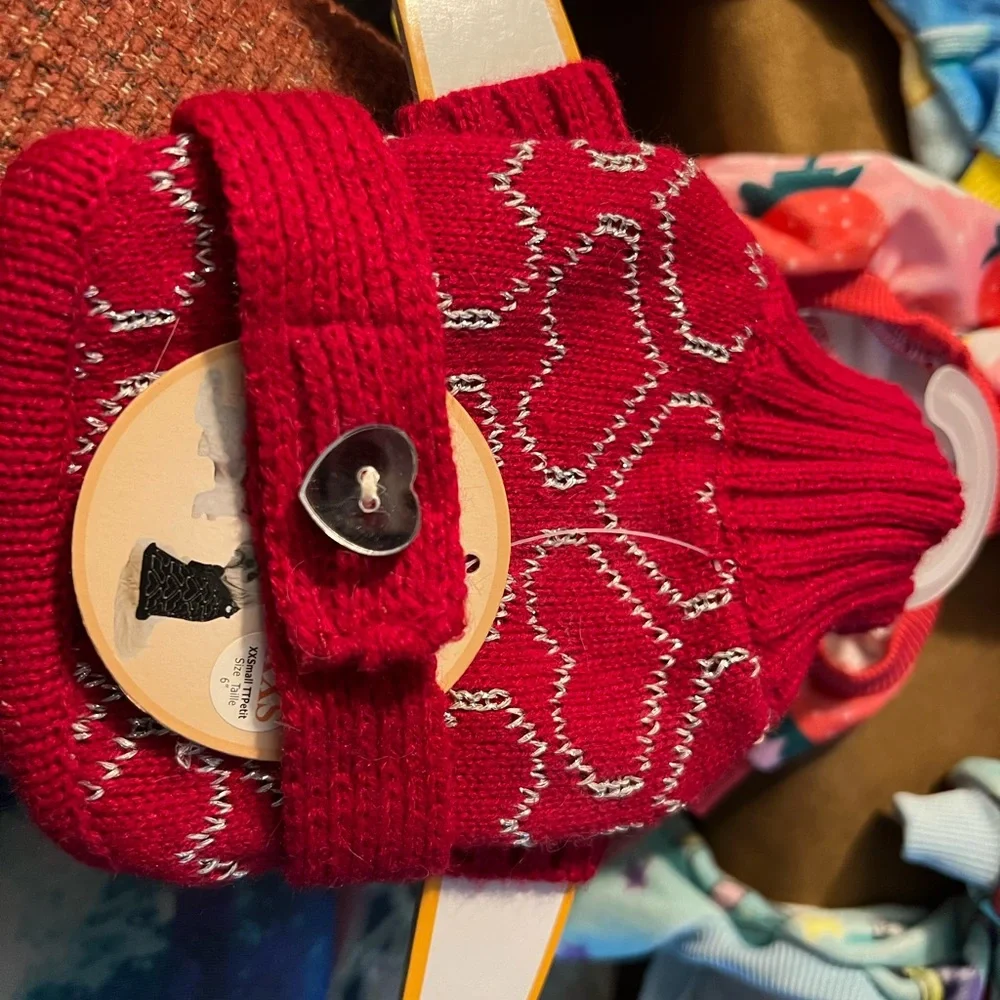 Red Heart-Pattern dog Sweaters and sleepers